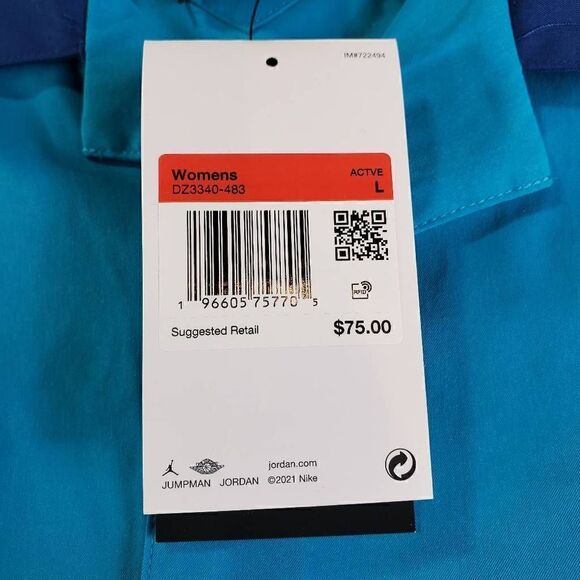 Jordan Shirt Womens Large Blue Air Colorblock Camp Loose Fit Button Up - Picture 5 of 7